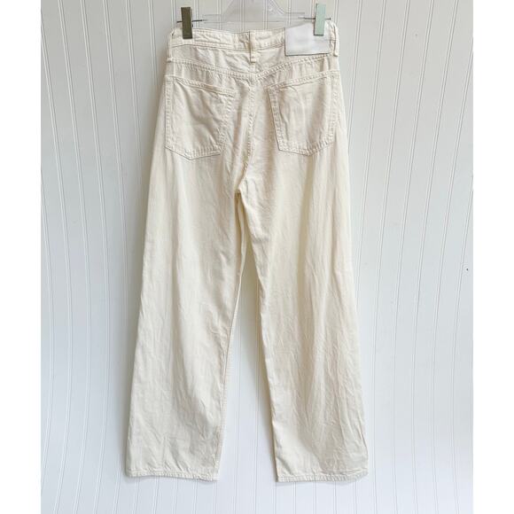 rag & bone Logan Featherweight Mid Rise Wide Leg Jeans Ecru White Cotton Size 25 - Picture 9 of 9